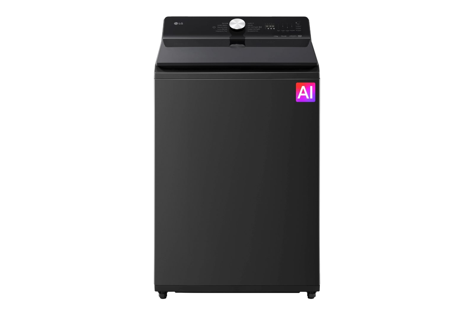 Vista frontal de Lavadora LG Carga Superior 23Kg Negro AIDD EasyUnload WT23NBTX6P